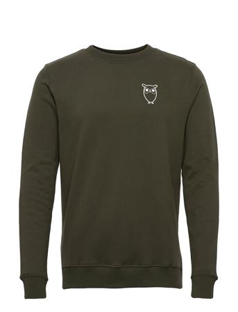 Elm Owl Sweat - Gots/Vegan Svetari Collegepaita Vihreä Knowledge Cotton Apparel