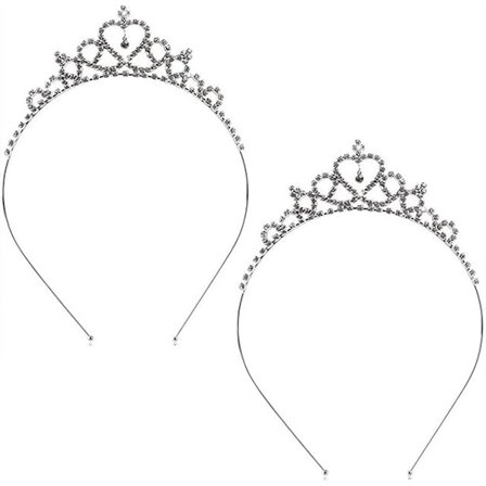 2 stk Rhinestone Prinsessekrone Hårbøyler Hårsløyfer Hårbånd Jenter Tiaraer Fest Hårpynt Bryllup Hårtilbehør for Brud, Brudepike, Prinsesse
