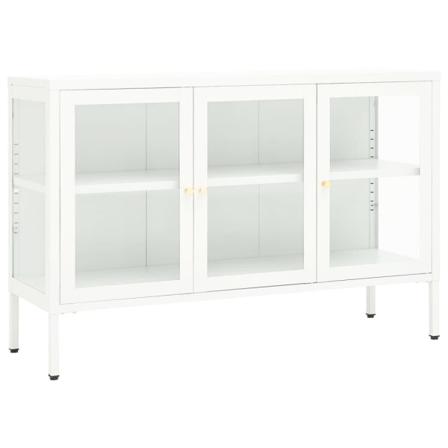 Vidaxl Skänk Vit 105x35x70 Cm Stål Och Glas Vit