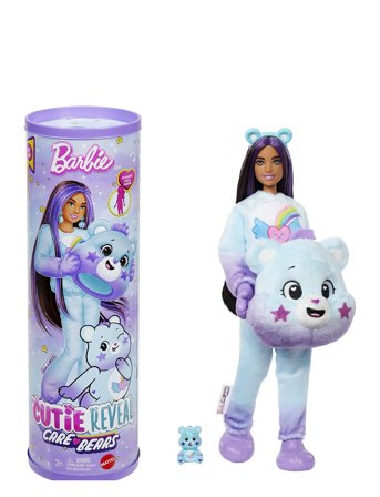 Cutie Reveal Care Bears Doll & Accessories, Series 2 Dream Bright Bear With 10 Surprises Patterned Barbie