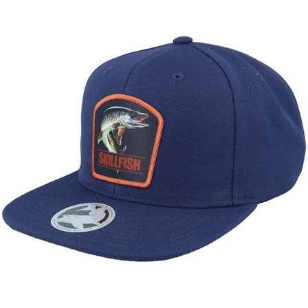 Skillfish - Blå snapback Caps - Muskellunge Muskie Navy Snapback @ Hatstore