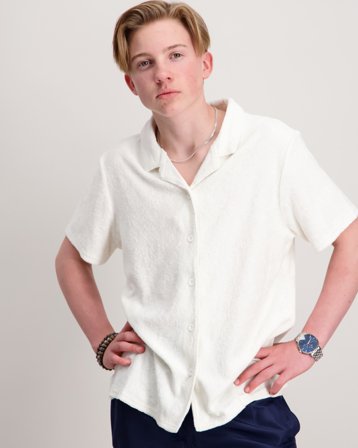 RYVLS Terry SS Shirt Crèmekleurig Overhemden Jongens - Kids Brand Store