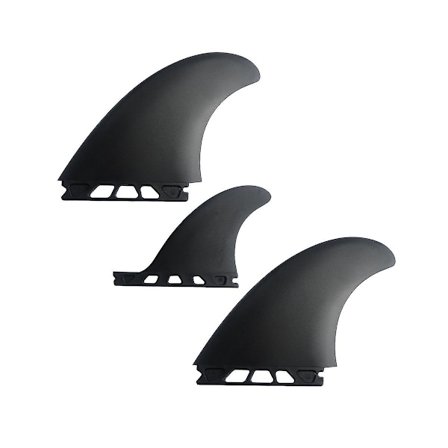 Surfboard Fiberglas Twin Fin Set + Trailer Fin (2+1 Fin) - Solid Fiberglass och Nylon - för Single Tab Surfbrädor, Shortboard