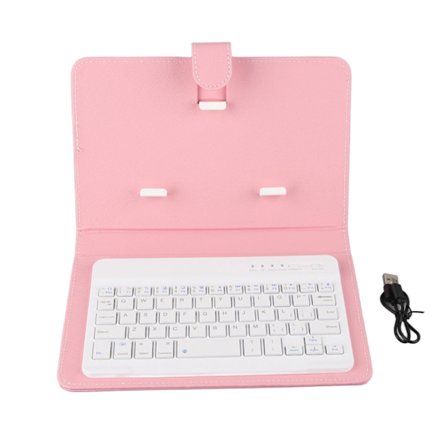 Universellt trådlöst Bluetooth-tangentbord Flip Fodral med Ställ för iOS/Android-telefoner Rosa