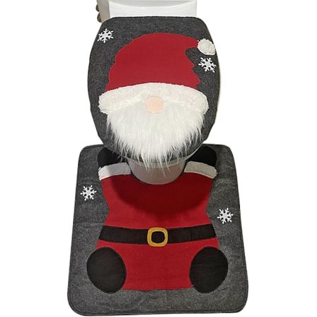 Toalettlock & Matta | Jultomte Julbadrumsdekoration | Jultomtemönster Toalettlockskydd