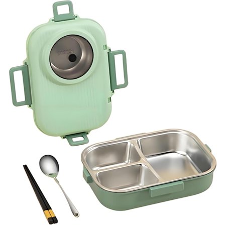 304 Rustfrit Stål Bento Madkasse Sæt - Lækagesikker, Bærbar Madkasse til Voksne med Spisepinde, Ske & Suppeskål - Perfekt Gave