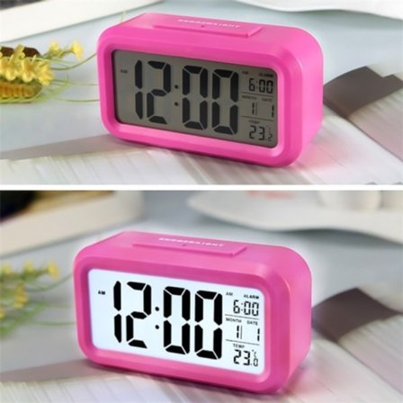 Temperaturtyp Lazy Snooze Alarm Mute Bakgrundsbelyst Elektronisk Klocka (Rose Red)