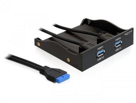 Delock USB 3.0 Front Panel 2-Port - lagerbrønnportspanel