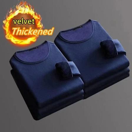 Vinter Termisk Underkläder 2-Delar Sammet Långärmad T-shirt Herrar Fleece Sport Topp Tjockad Thermo Kläder Bekväm Varm Topp set11 XXL 60-70KG