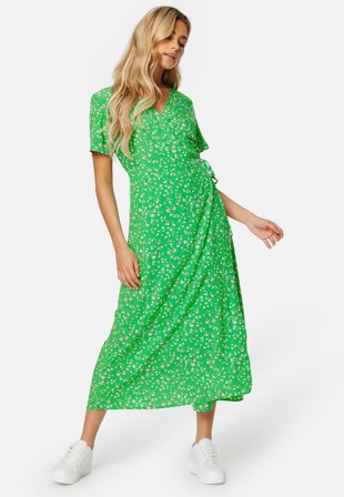 Object Collectors Item Ema Elise Long Wrap Dress Fern Green AOP:FLOWE Klær