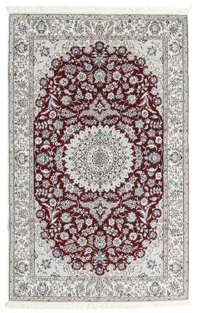 Handgeknüpft Persischer Nain Fine 9La Teppich 160X251 Grau/Beige