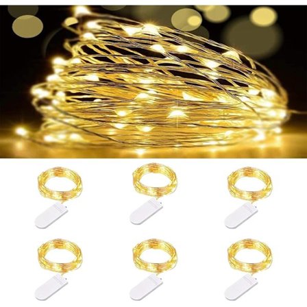 6 stk Batteridrevne LED-lyslenker, 2m Varmt Hvit for Høytidsdekorasjon