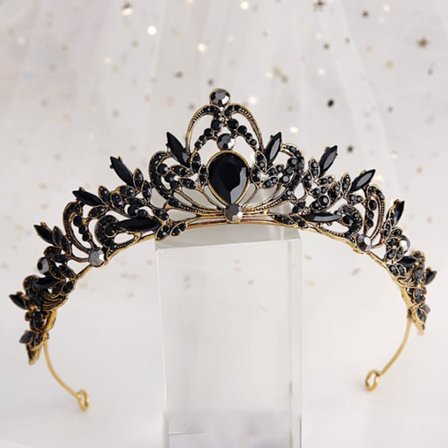 1 stk Bride Retro Black Crystal Crown Queen Tiara