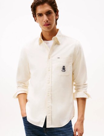 Tommy Hilfiger Brushed Oxf Crest Pocket Shirt - Cream - L