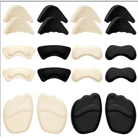 10 par med hælpute for høye hæler, skoputene inkluderer justerbare tåfyllerinnlegg.