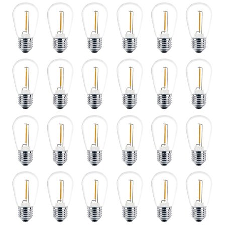 24-pakke 3V LED S14 erstatningslys, knusebestandige utendørs solcelledrevne lysstrengpærer, varm hvit