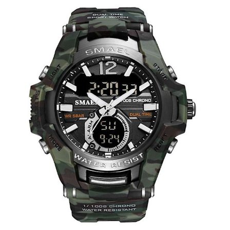 Smael Sport Digitala klockor För Män Army Kamouflage Simning Armbandsur Väckarklocka Kalender Led Bakgrundsbelysning Dual Time Watch 1805