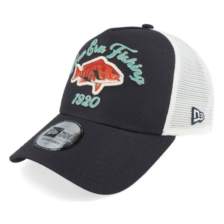 New Era - Blå trucker Caps - Ne Fishing Navy A-Frame Trucker @ Hatstore