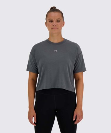 Women's Oversized Crop Tee | Gymnation steel grey / S
