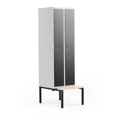 Kleiderspind CLASSIC mit Sitzbank, 2 Module, 2120 x 600 x 550 mm, schwarz