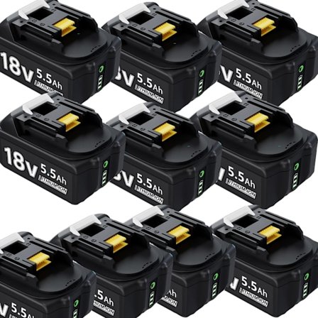 18V Li-ion batteri til Makita værktøj, 5,5Ah kapacitet, LED-indikator,10 stk