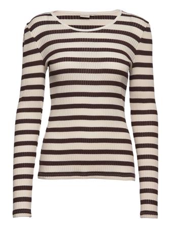 Crkandis Ls Jersey Tshirt Stripe Patterned Cream