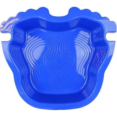 Blåt fodbad med skridsikker bund og stigekrog til swimmingpool over jorden (LGL)