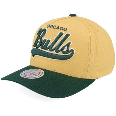 Mitchell & Ness - NBA Gul adjustable Keps - Chicago Bulls Harvest Gold Pro Crown Gold/Green A-Frame Adjustable @ Hatstore