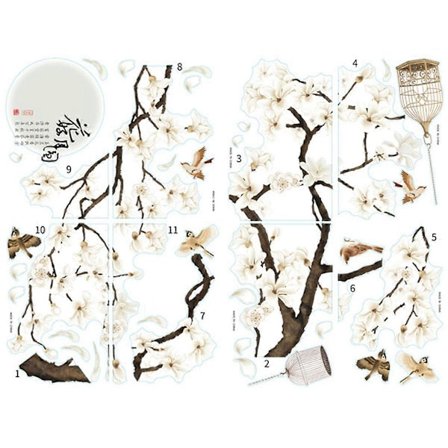 KXJ-Oksa lintuhäkki toimiston opiskeluhuoneen asuntolan olohuoneen taustakoriste seinätarrat lasi-ikkunatarrat