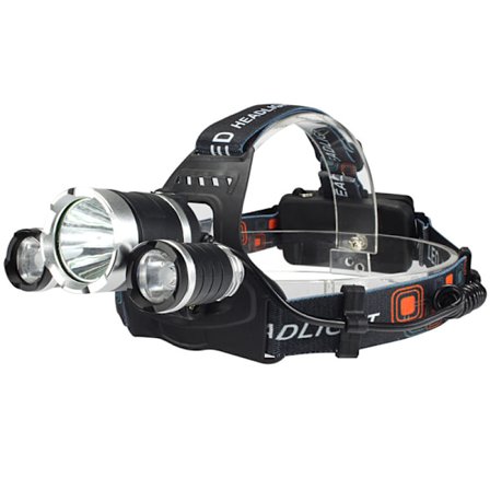 Vattentät pannlampa med 3 LED-lampor, laddningsbar