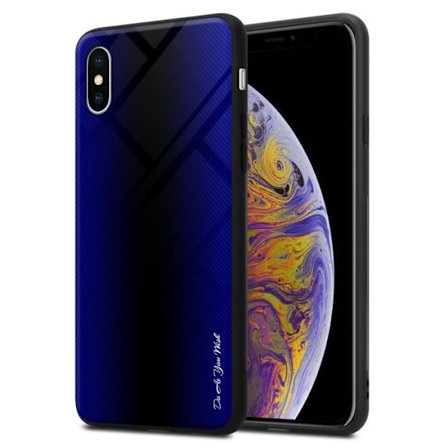 Fodral till Apple iPhone XS MAX Skal i COBALT VIOLET Fodral Skydd i härdat glas och TPU silikon