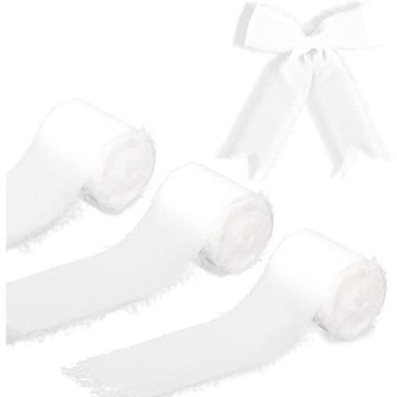 3 ruller chiffonbånd (hvid), 4cm x 5,5 størrelse farverige kvaster