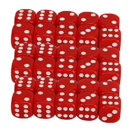30 stk Terninger Sett 6-Siders Runde Hjørner Hvite Tallprikker Plast Bærbare Spill Terninger for Brettspill Matematikkundervisning