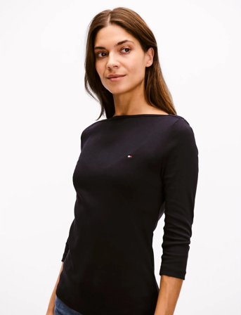 Tommy Hilfiger New Cody Slim Boat-Nk 3/4Slv - Black - M