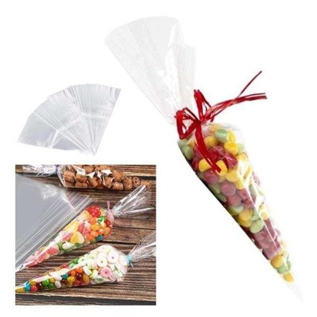 100-pakning cellofan-kjegler - Cellofanposer - Cellofan-kjegler transparente