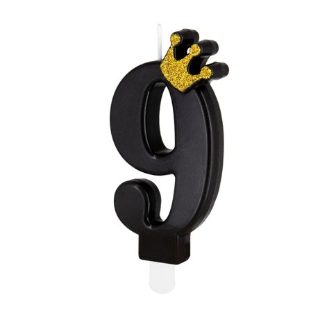 Kakelys Tall "0-9" Svart med Krone Tallet 9