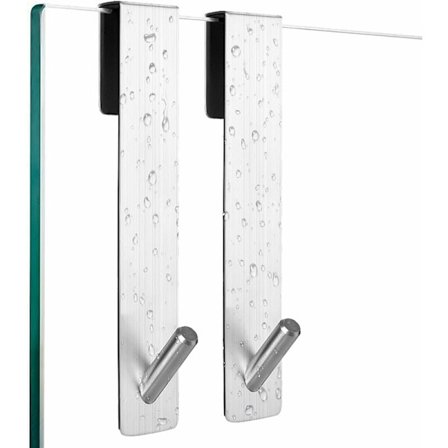 Dusjkroker, sett med 2 kroker, for dusjvegger, uten boring,