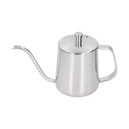 Hand Drip Kaffeekanne Edelstahl Kaffeekanne Gießen Gießen Über Gooseneck Teekanne mit Deckel Silber 350ml