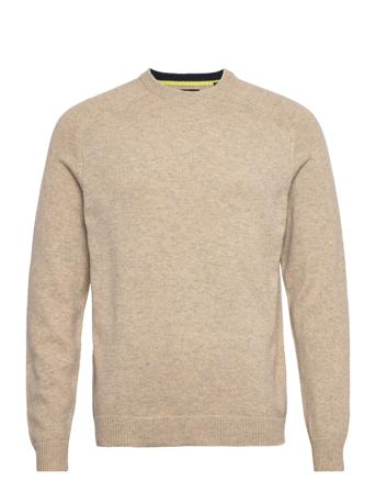 Onsedward Reg 7 Wool Crew Knit Strikkegenser M. Rund Krage Beige ONLY & SONS