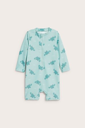 Kappahl | Långärmad UV-dräkt med krabbor Ljusturkos 74/80 | Ljusturkos