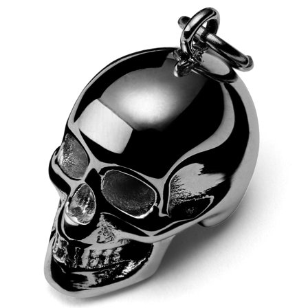Colgante de calavera de acero negro para hombres - Pendientes de aro con colgante