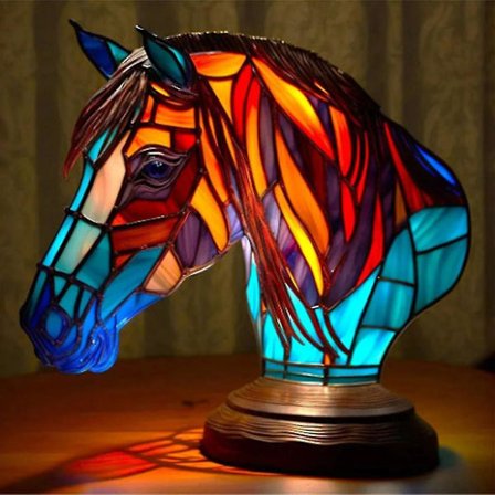 2024 Hot Animal Table Lamp Stained Glass Stained Night Light Retro Desk Lamps Xmas Gift