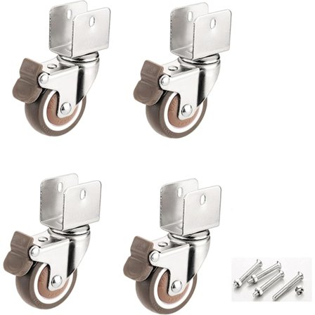 4 stk. 50mm U-formede støttehjul, blød gummibremse, møbler