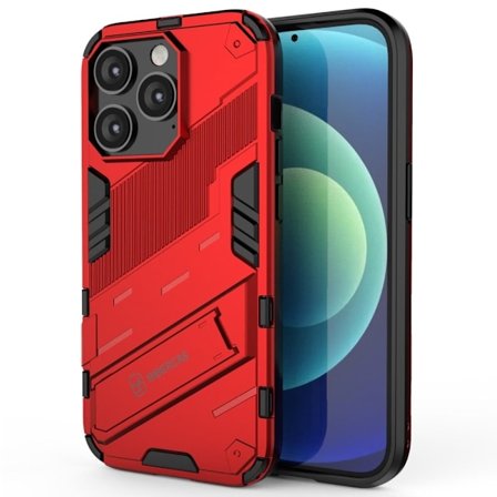 Stødsikkert hybridcover med et moderne touch til iPhone 14 Pro Max - Rød