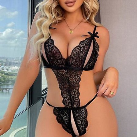 Sexy undertøy for kvinner, ett stykke blonde nattøy Teddy Babydoll undertøysbody