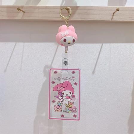 Kuromi Kitty Kawaii Tegneserie Gjennomsiktig Bank Identitet Buss ID Kredittkort Holder Etui Inntrekkbar Merkeholder Visittkort Melody