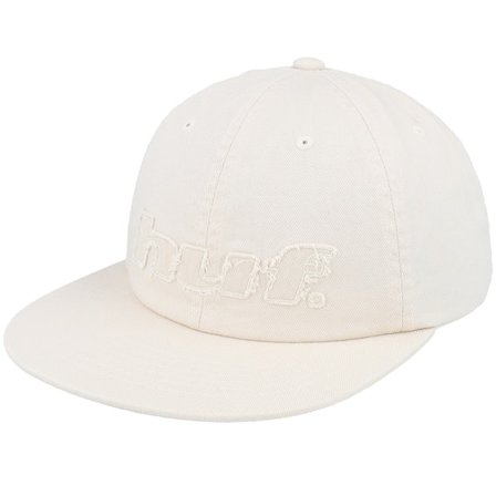 HUF - White - snapback - Cap - Distressed Logo 5 Panel Hat Linen Strapback - Hatstore