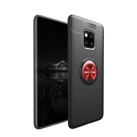 Huawei Mate 20 Pro beskyttelsesetui i silikone med fingerring - Sort/Rød Multicolor