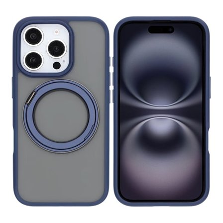 Matte case 360 rotating bracket Mobile Phone Case For iPhone 16 Pro Max Blue