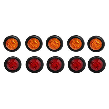 10X 3/4 tommer frigangslamper 12V LED sidemarkeringslys rund trailer lastbil rød